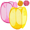 Coufce 2 Pcs Yellow and Pink Foldable PopUp Laundry Hamper