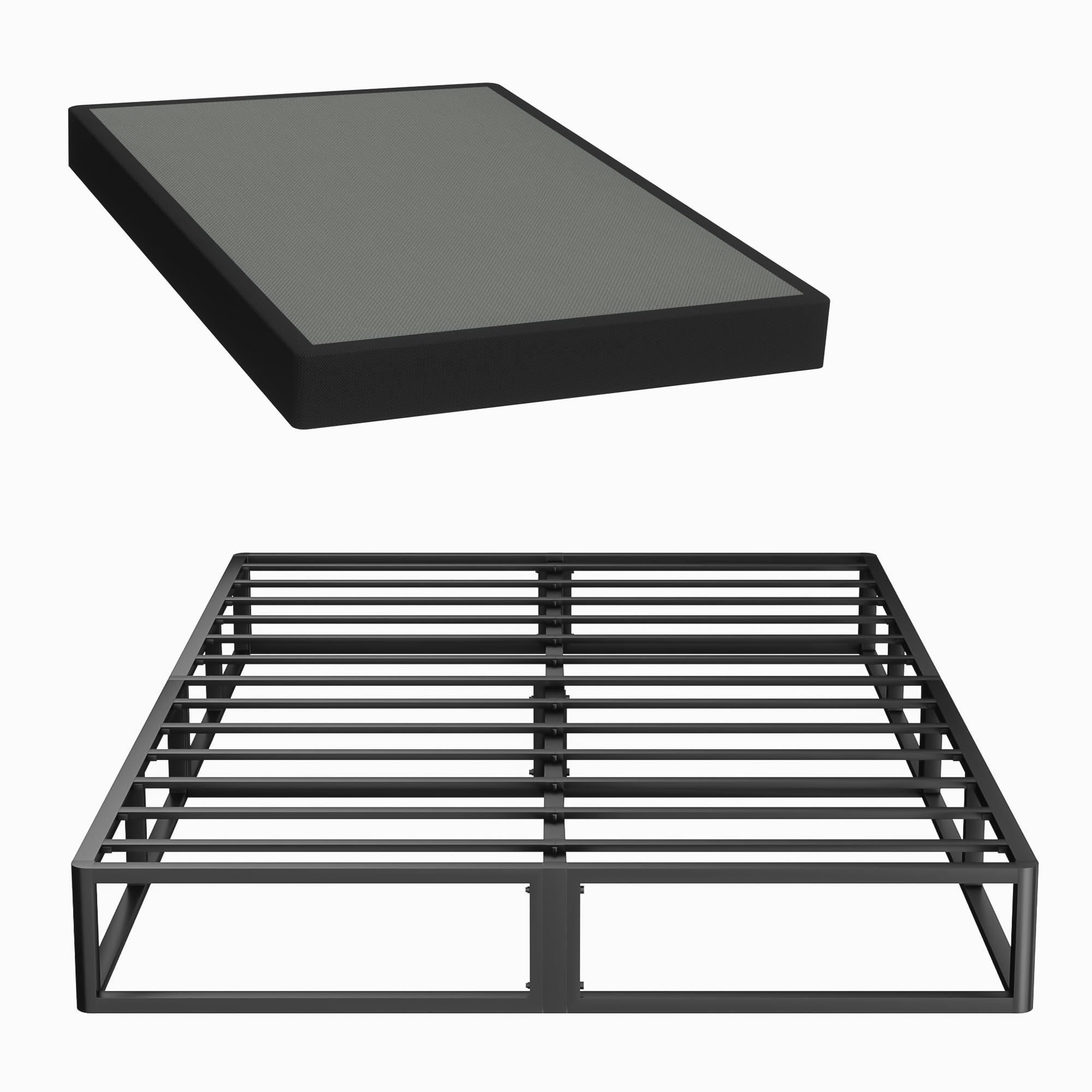 King Box Spring, 5 inch Box Spring for King Bed, Heavy Duty Metal Bed Frame with Fabric Cover, 3000lbs Max Weight Capacity Bed B