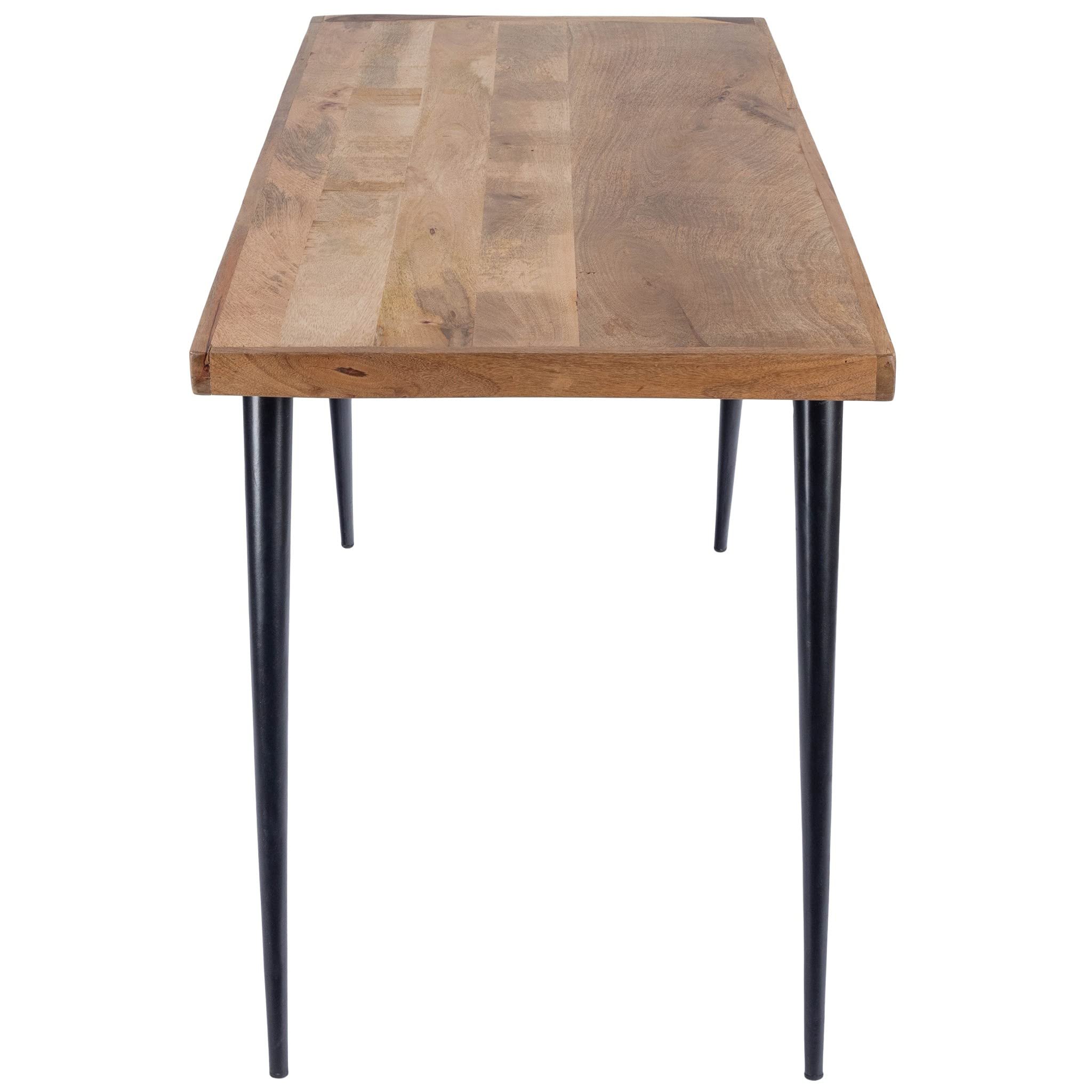 HomeRoots Mango Wood, Iron; Black Finish Natural Wood and Metal Desk
