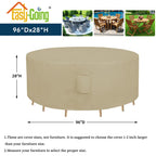 Easy-Going Round Patio Furniture Cover Waterproof Outdoor Dining Table And Chair Cover Anti-Uv Outside Sectional Sofa Set Covers (96'Dia X 28'H, Camel)