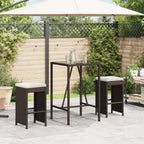 vidaXL Kitchen Stools with Cushions 2pcs Brown Synthetic Rattan Stool, Outdoor Bar Stool, Bar Chair, Garden Stool