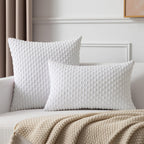Kevin Textile Pack Of 2, Velvet Pillow Covers Striped Throw Cushion Case Set Accent Corduroy Lumbar Pillowcases With Hidden Zipper For Home Decor Indoor Outdoor (12'X20', Pure White)