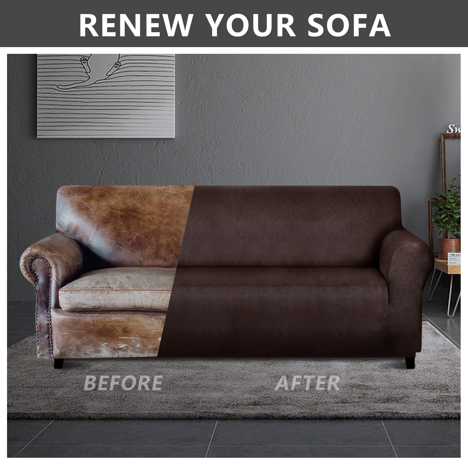 Molasofa Sofa Covers - Couch Cover For Leather Couch, Soft Sofa Covers With Leather-Like Quality. Washable, Non-Pilling, Non-Sli