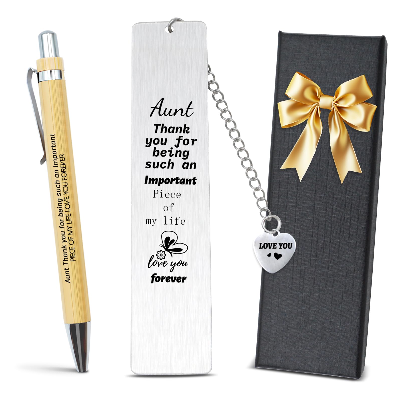 Unique Inspirational Bookmark Set with Pen - Thoughtful Aunt Gifts, Gifts for Aunts from Niece, Aunt Christmas Gifts, Best Aunt 