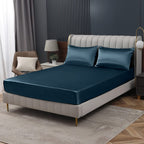Homiest Deep Sea Blue Satin Fitted Sheet Twin Xl Size Fitted Bed Sheet, Deep Pocket Fitted Sheet Only, Luxury & Ultra Soft Bedding Fitted Sheet Single Bottom Bed Sheets Sold Separately