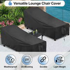 Outdoorlines Outdoor Waterproof Patio Chaise Lounge Chair Cover - Uv Resistant Lounger Covers Heavy Duty Weatherproof Patio Sofa Furniture Covers, 2 Packs, 84Wx32Dx32H Inches, Black
