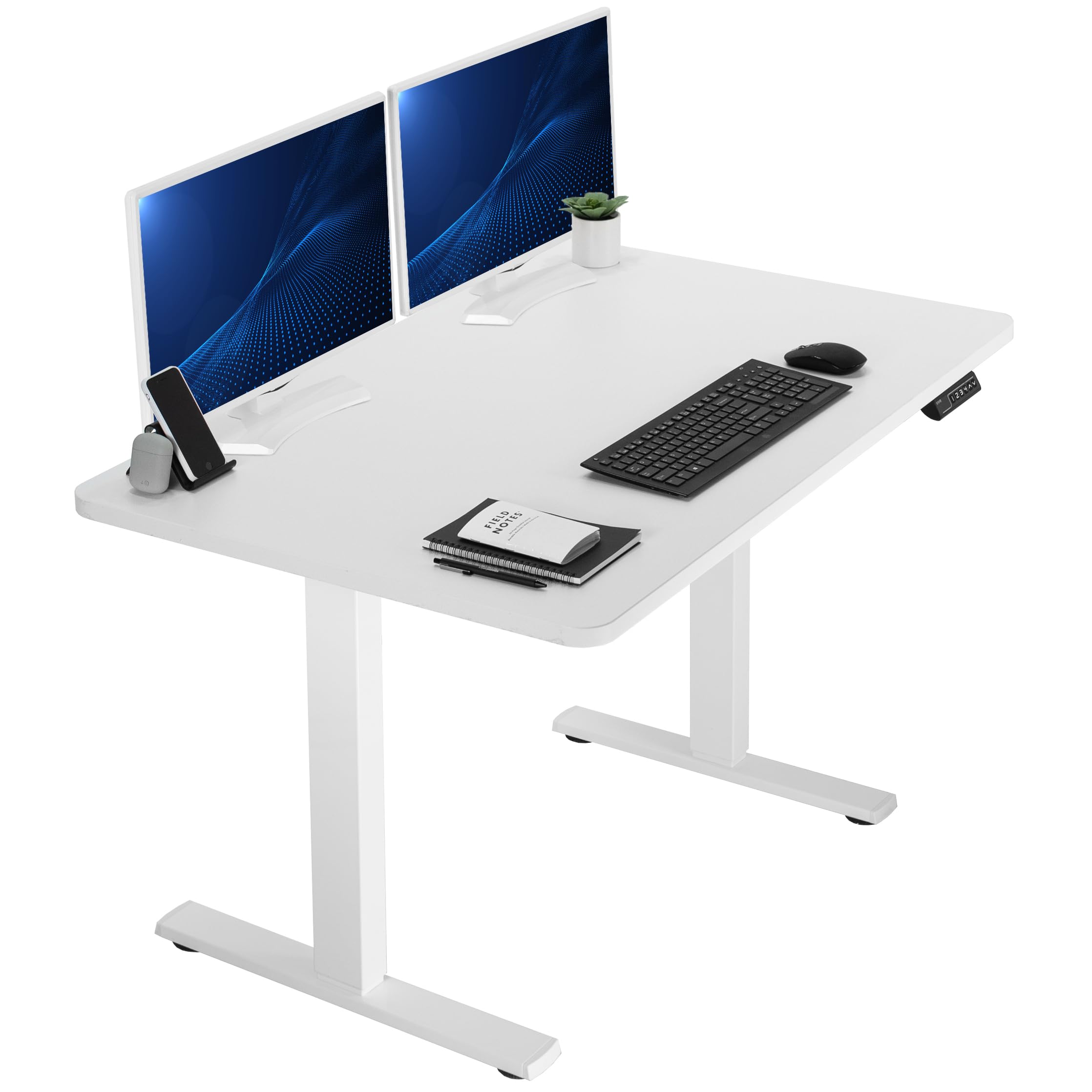 VIVO Electric 48 x 30 in Standing Desk, Memory Height Adjustment, 1B Series, Holds 220 lbs, One-Piece White Top, White Frame, DE