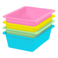 IRIS USA 4Pack, Large Plastic Storage Bins, Stackable Organizer, Pastel