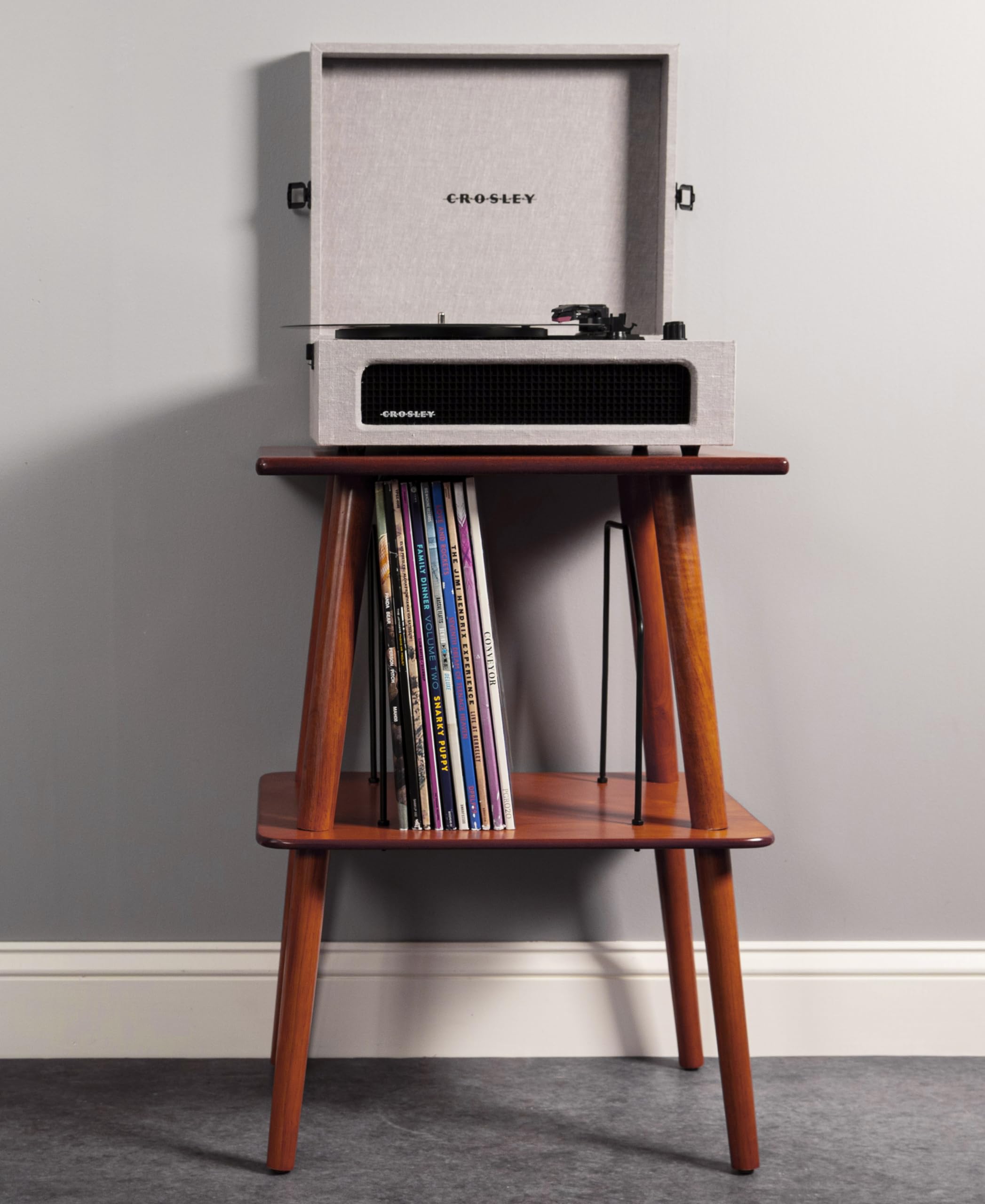 Crosley Manchester Record Player Stand, Media Console with Vinyl Storage, Modern Home Organizer, Paprika