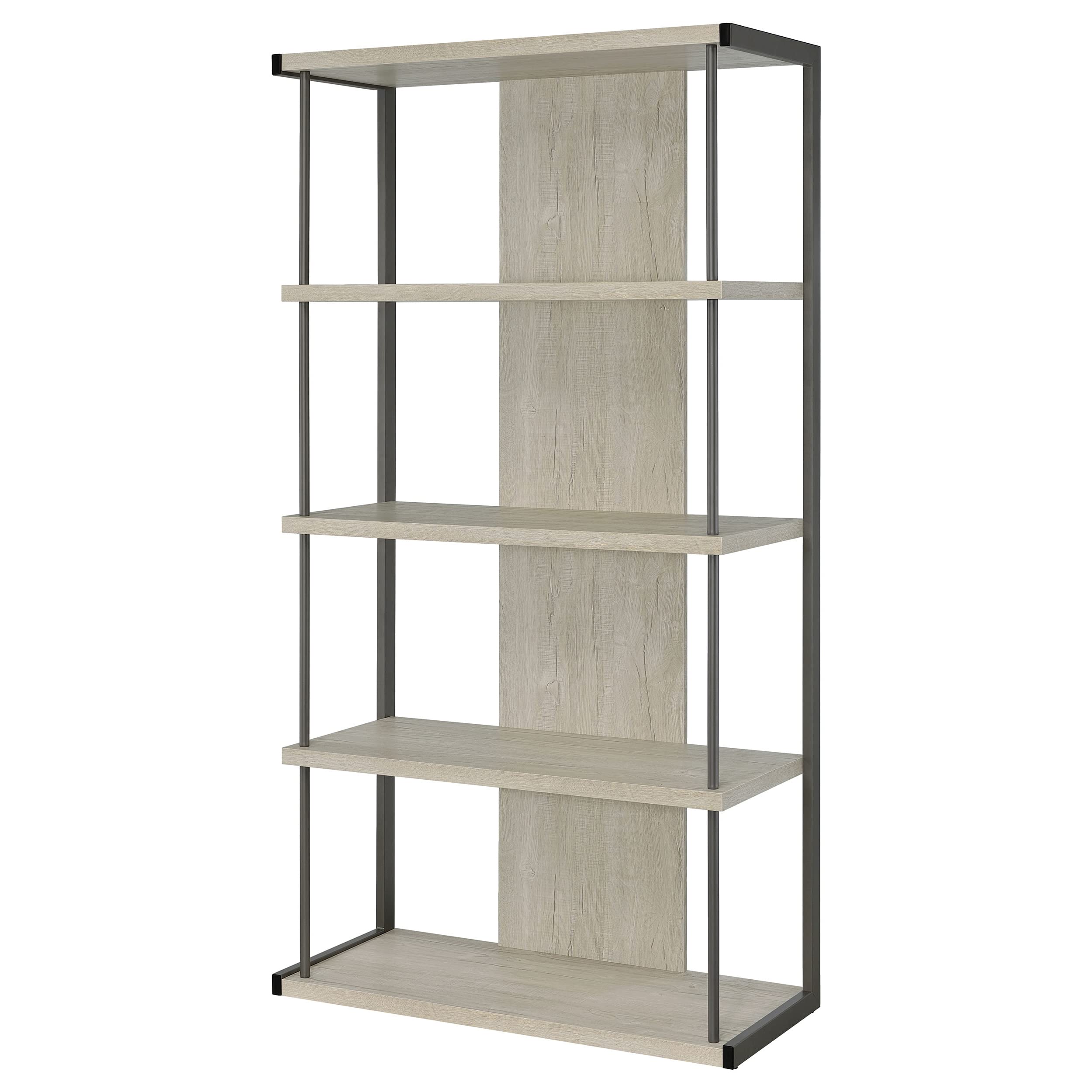 Coaster Home Furnishings Loomis 4-Shelf Bookcase Whitewashed Grey