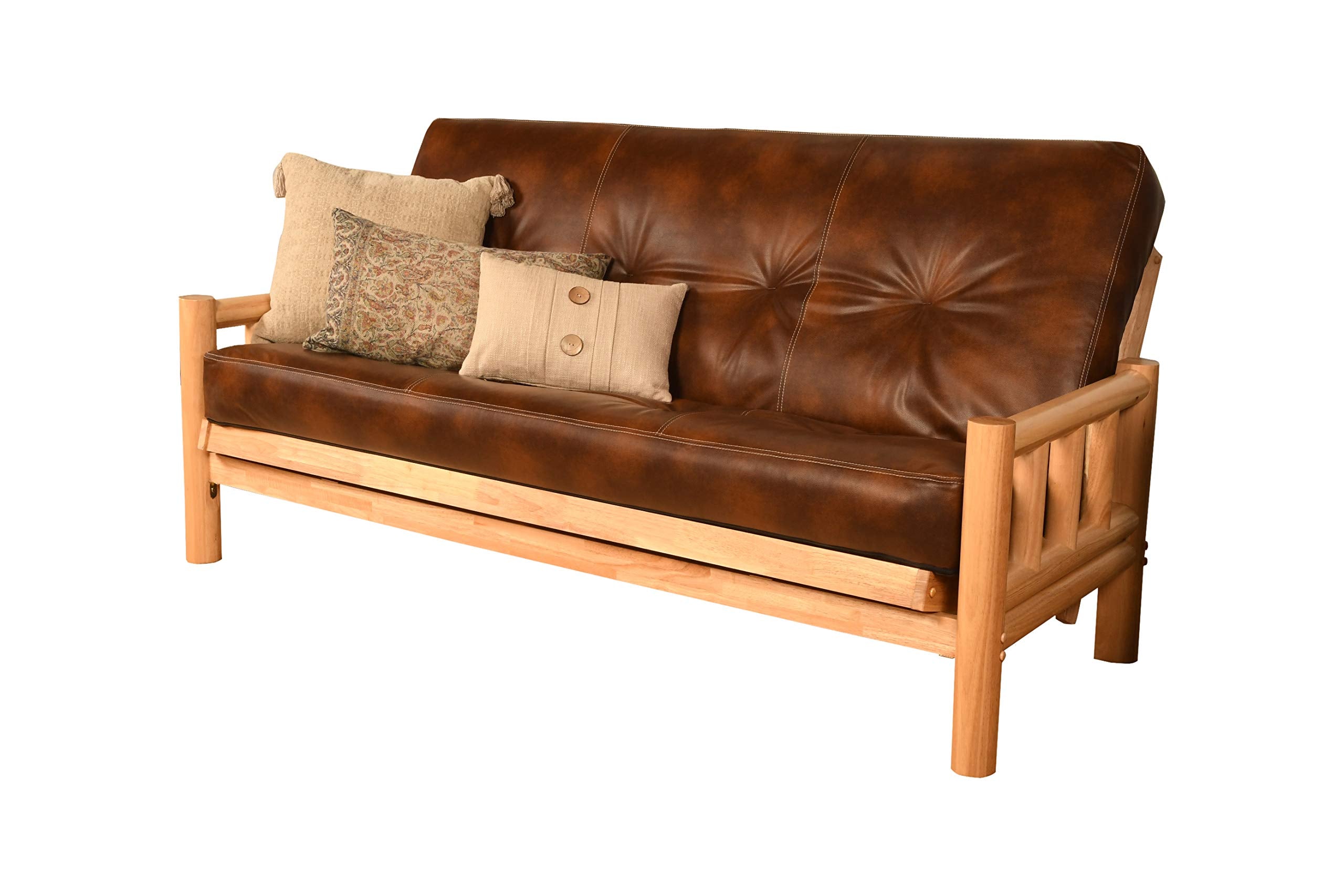 Kodiak Futons Lodge Futon In Natural Finish, Oregon Trail Saddle