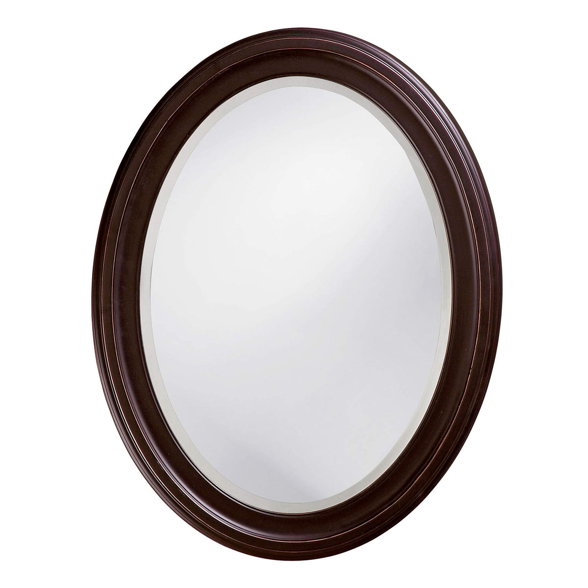 HomeRoots Oval Oil Rubbed Bronze Mirror with Wooden Grooves Frame