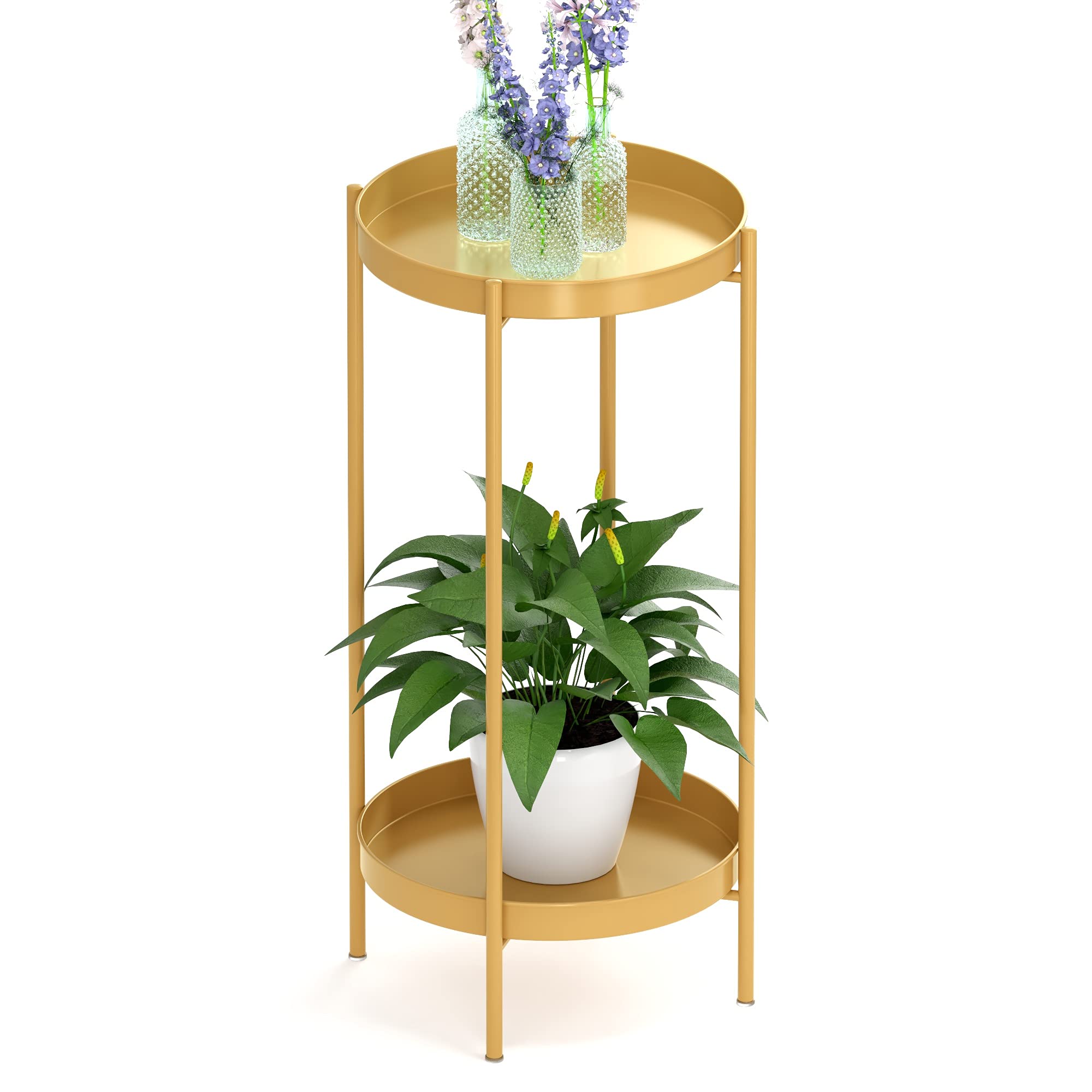 Ovicar Plant Stand Indoor Outdoor - Flower Pot Holder Metal Plant Rack Organizer, 2 Tiers Tall Plant Display Storage Shelf Table