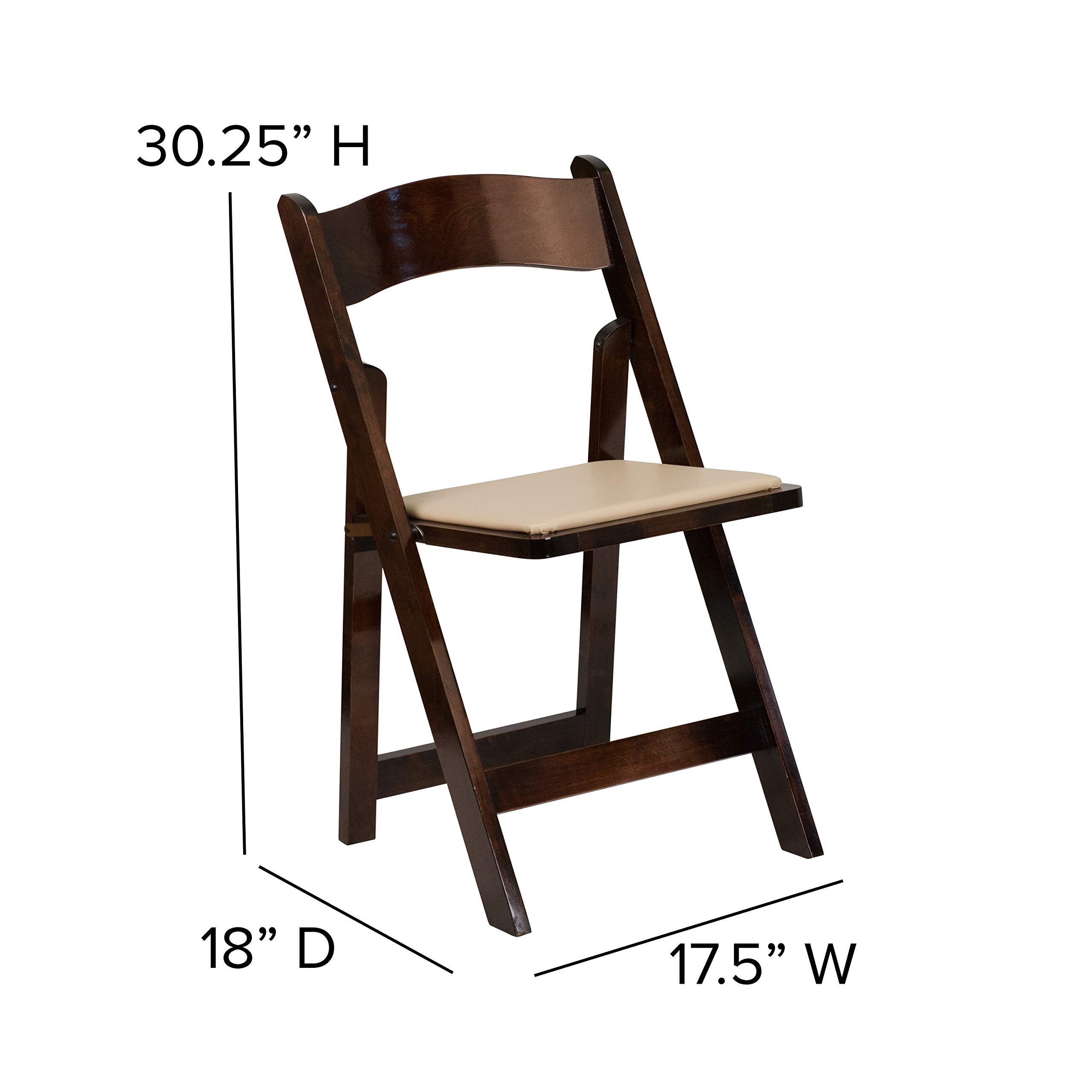 Hercules Series Folding Chair With Padded Seat [Set Of 2] Wood Finish / Vinyl Seat: Brown / Tan