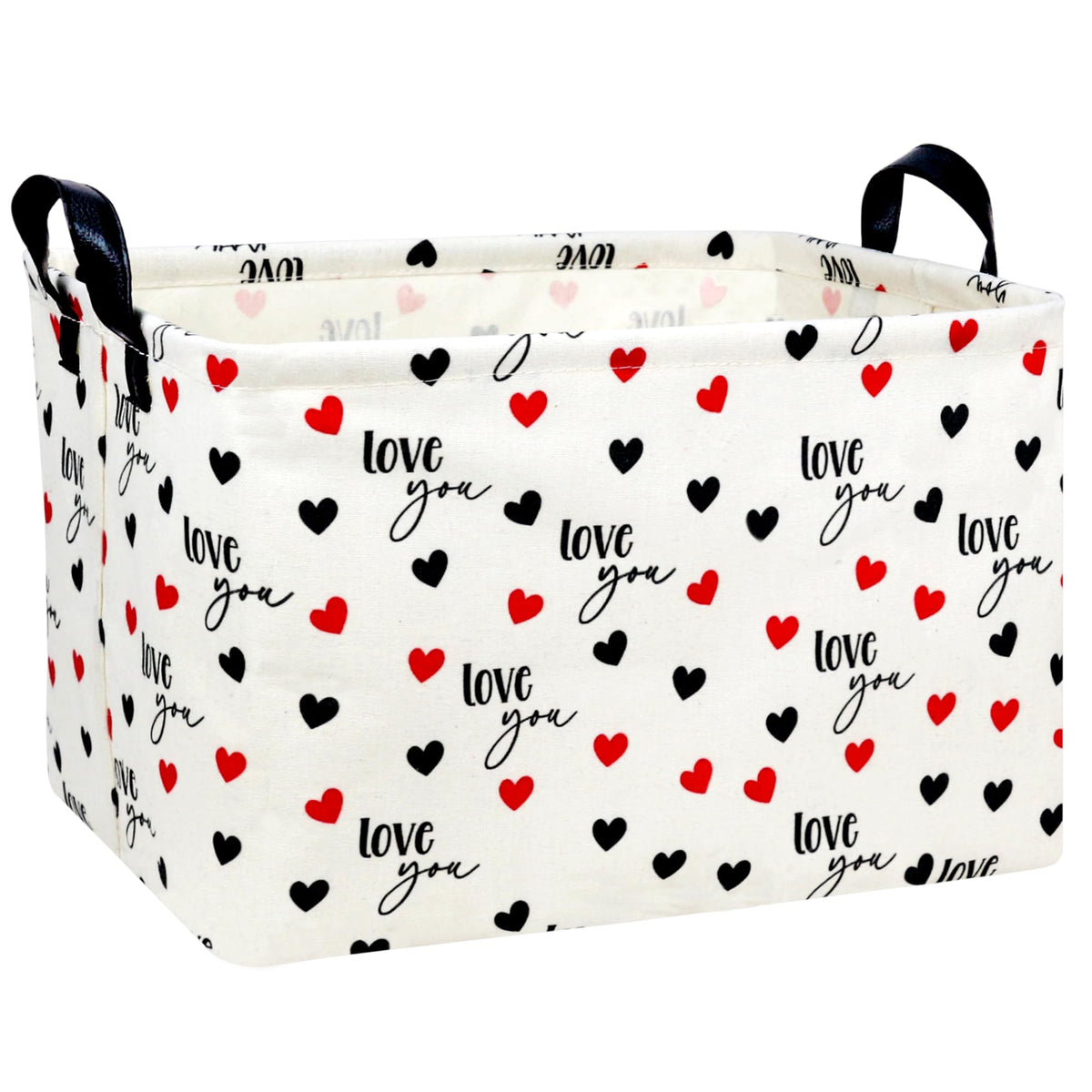 BOAMAU Kid Large Valentines Day Basket Heart Cute Empty Gift Basket for Girlfriend Love Room Decor Storage Basket (Loveyou red 