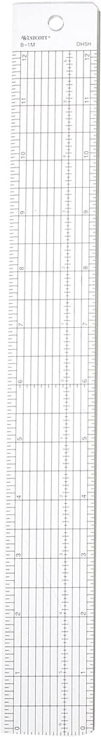Westcott Grid Ruler With Metal Cutting Edge, 1.5 X 12', Transparent (B-1M)