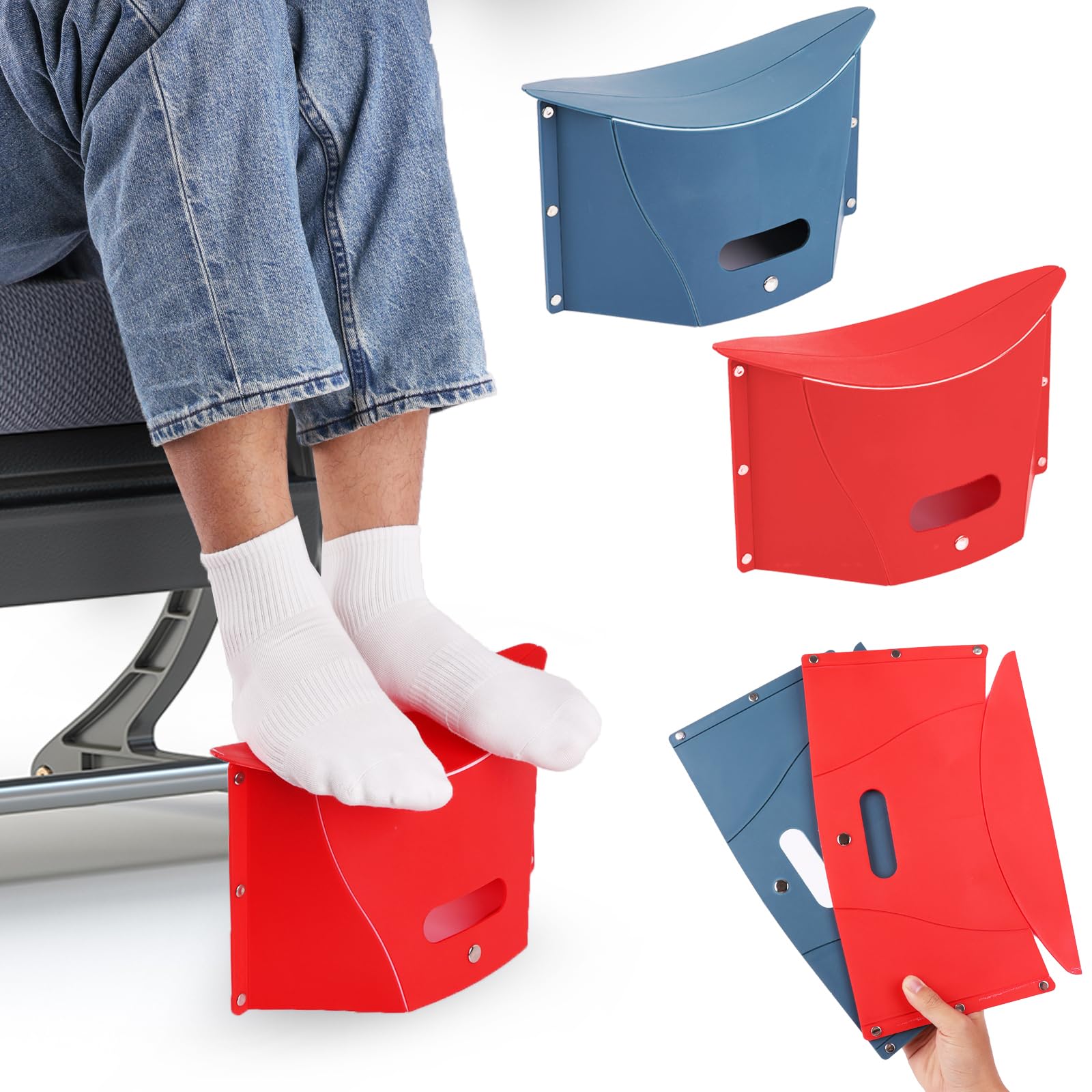 Yesongreat Portable Airplane Foot Rest, 2 Pcs Foldable Foot Rest for Air Travel and Under Desk, Versatile Footrest and Stool for