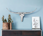 HomeRoots Buffed Aluminum Long Horn Wall Bust - 4" x 47" x 26" - Model 6000354901