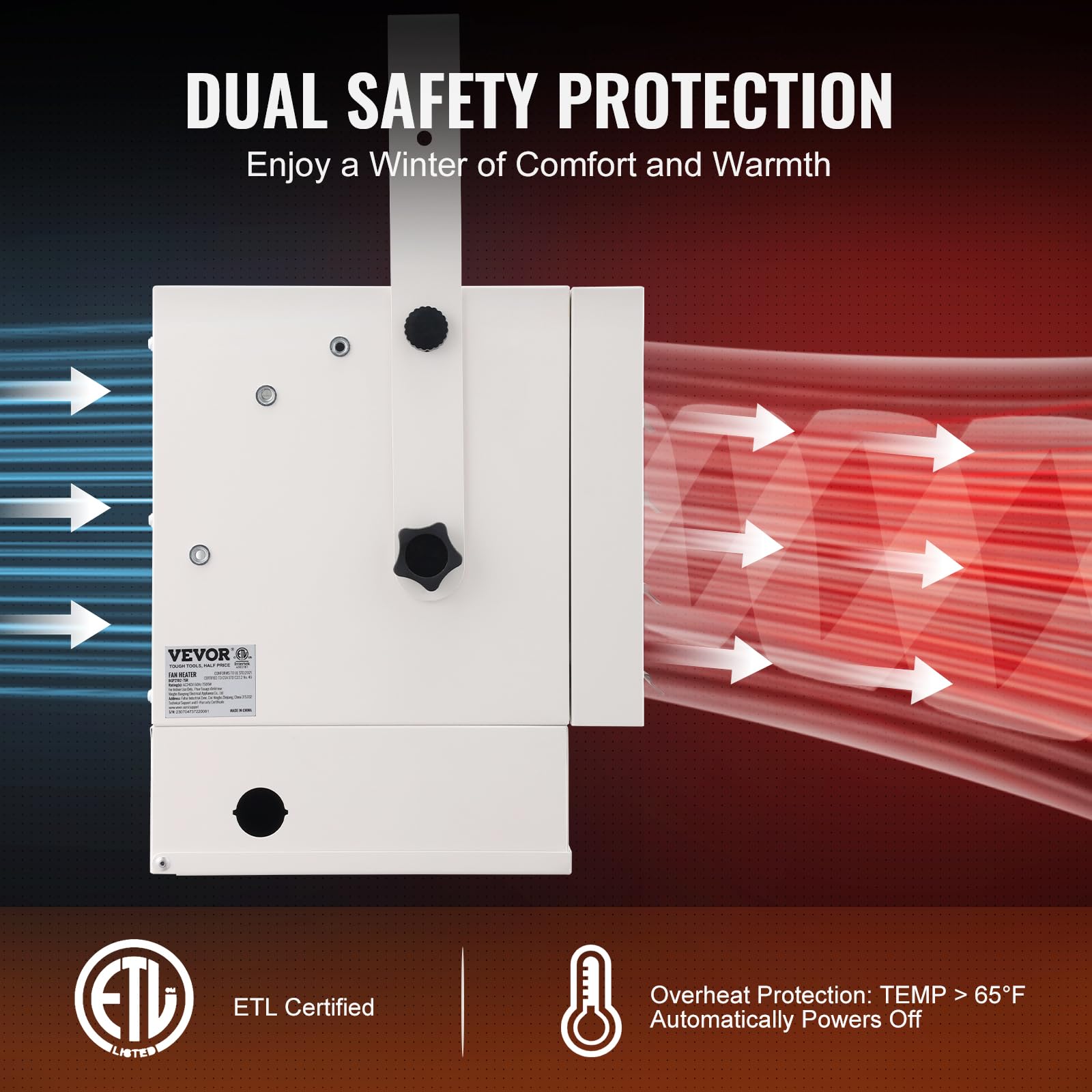 Vevor Electric Garage Heater, 7500-Watt Digital Fan-Forced Wall/Ceiling Mount Shop Heater, With Remote Control Overheat Protecti