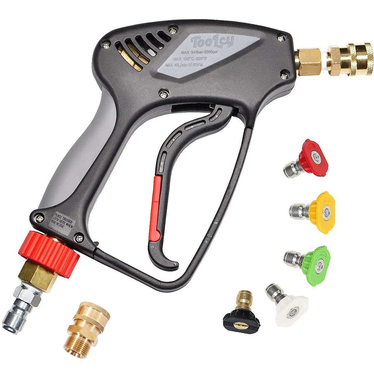 Toolcy Pressure Washer Short Gun, Commercial 5000 Psi / 10.5 Gpm With Nozzle Tips, 3/8' Swivel Usa-Npt Thread X Quick Socket, S