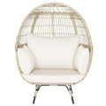 Giantex Oversized Wicker Egg Chair, Outdoor & Indoor Hammock Chair With Thick Cushions, 2-Person Pe Rattan Lounge Chair Swing Chair For Patio, Backyard,Porch, 450 Lbs Weight Capacity (Light Brown)