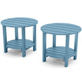 Yefu Adirondack Side Table, 18' Double Outdoor Side Table Set Of 2, Poly Lumber End Table, Weather Resistant For Indoor, Patio, Pool, Porch, Backyard-Blue