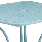 Flash Furniture Oia Commercial Grade 35.5" Square Sky Blue Indoor-Outdoor Steel Patio Table with Umbrella Hole