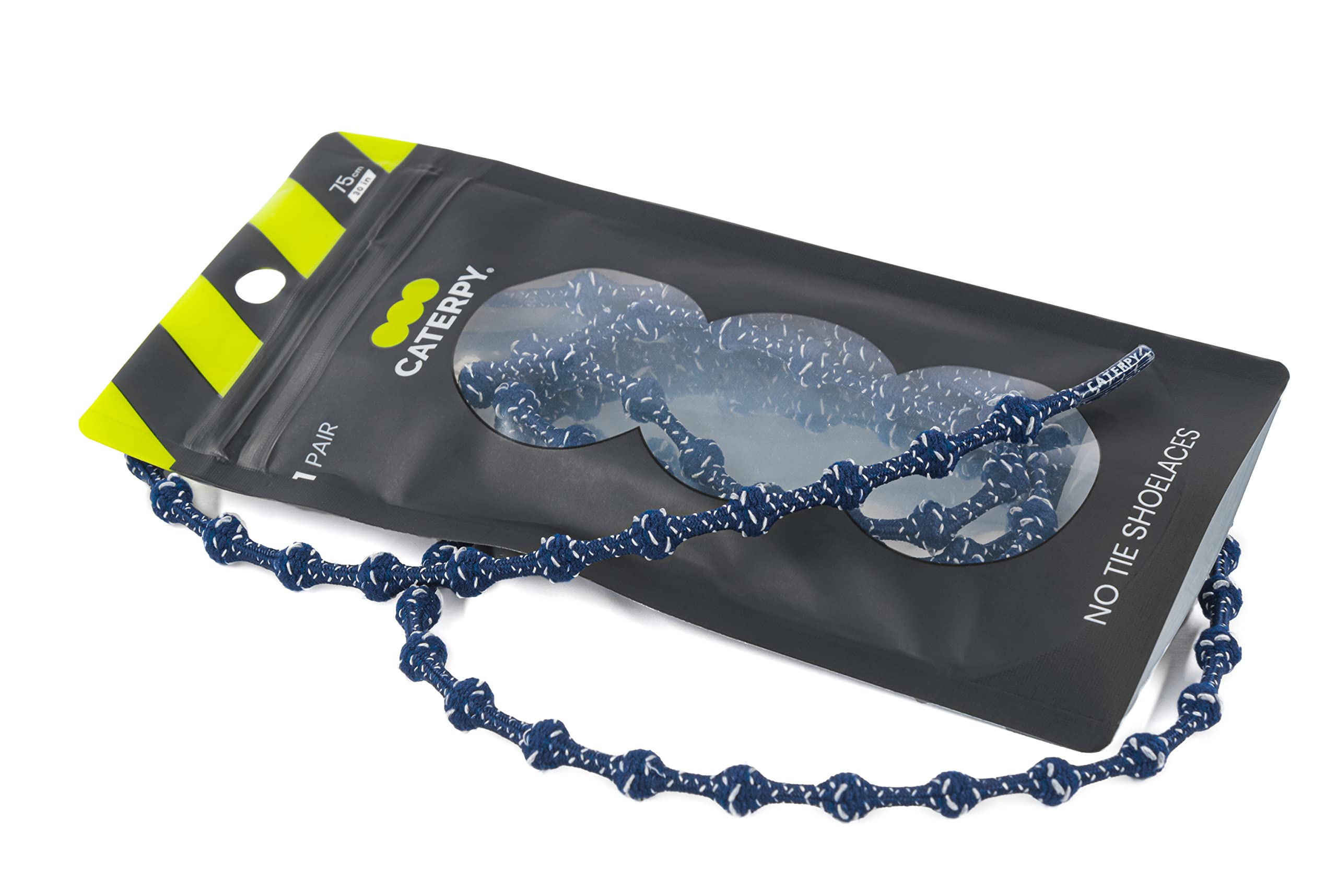 Caterpy Run - The Ultimate Elastic No Tie Shoelaces For Adults And Kids (Standard: 30In  75Cm, Midnight Blue (Reflective))