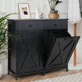 MAMIZO Double Tilt Out Trash Cabinet 10 Gallon*2,Kitchen Garbage Cabinet,Pet-Proof Standing Hidden Dual Laundry Sorter,W/Hideawa