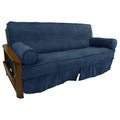 Blazing Needles Solid Microsuede Double Corded 8" to 9" Futon Slipcover Set with 2 Bolster Pillows (Set of 3), Full, Indigo