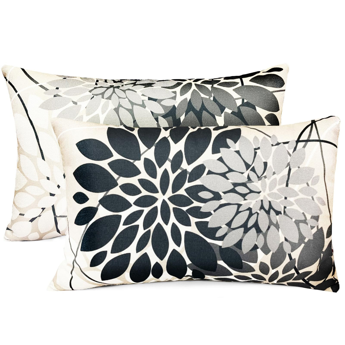 Grey Black Decorative Throw Pillow Covers 12x20 Inch Pillow Covers for Couch Living Room Car Outdoor.Modern Sofa Throw Pillow Co