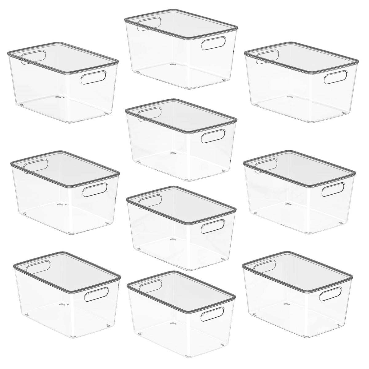 MSHOMELY 8 Pack Clear Storage Bins, Pantry Organizers Bins with Handle, XL