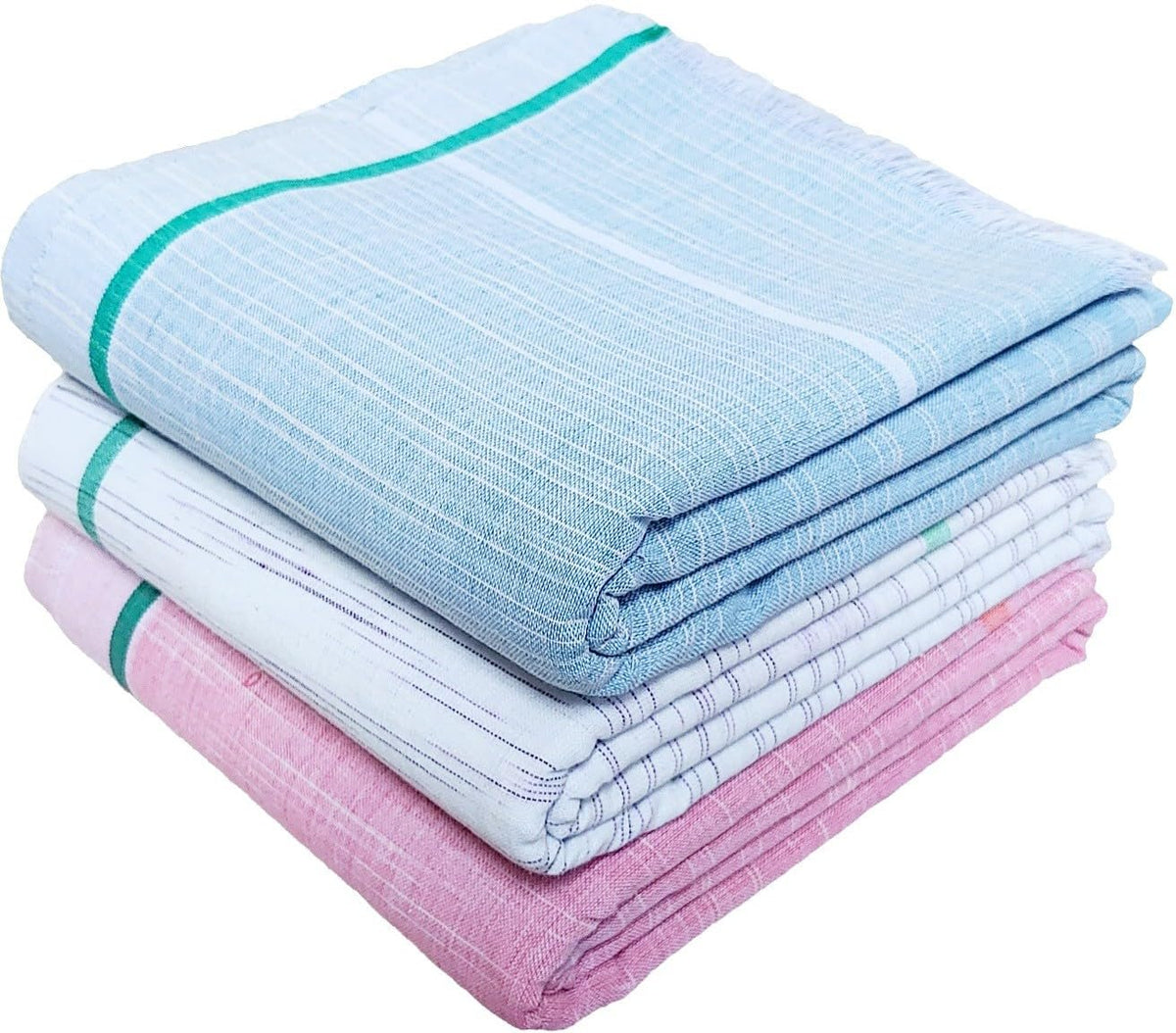 Mk weaves Cotton Gamcha Bath Towels 250 GSM Multicolored (Set of 3, 31 X 65 Inch) Light Weight