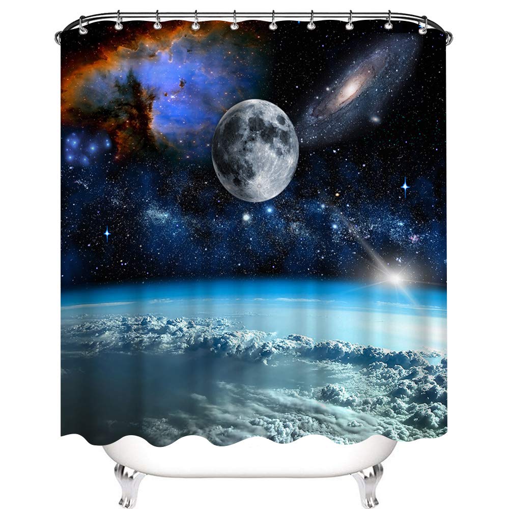 Vividhome Galaxy Shower Curtain Universe Bathroom Curtain Magical Fantasy Outer Space Starry Space Print For Boys Bathroom Decor