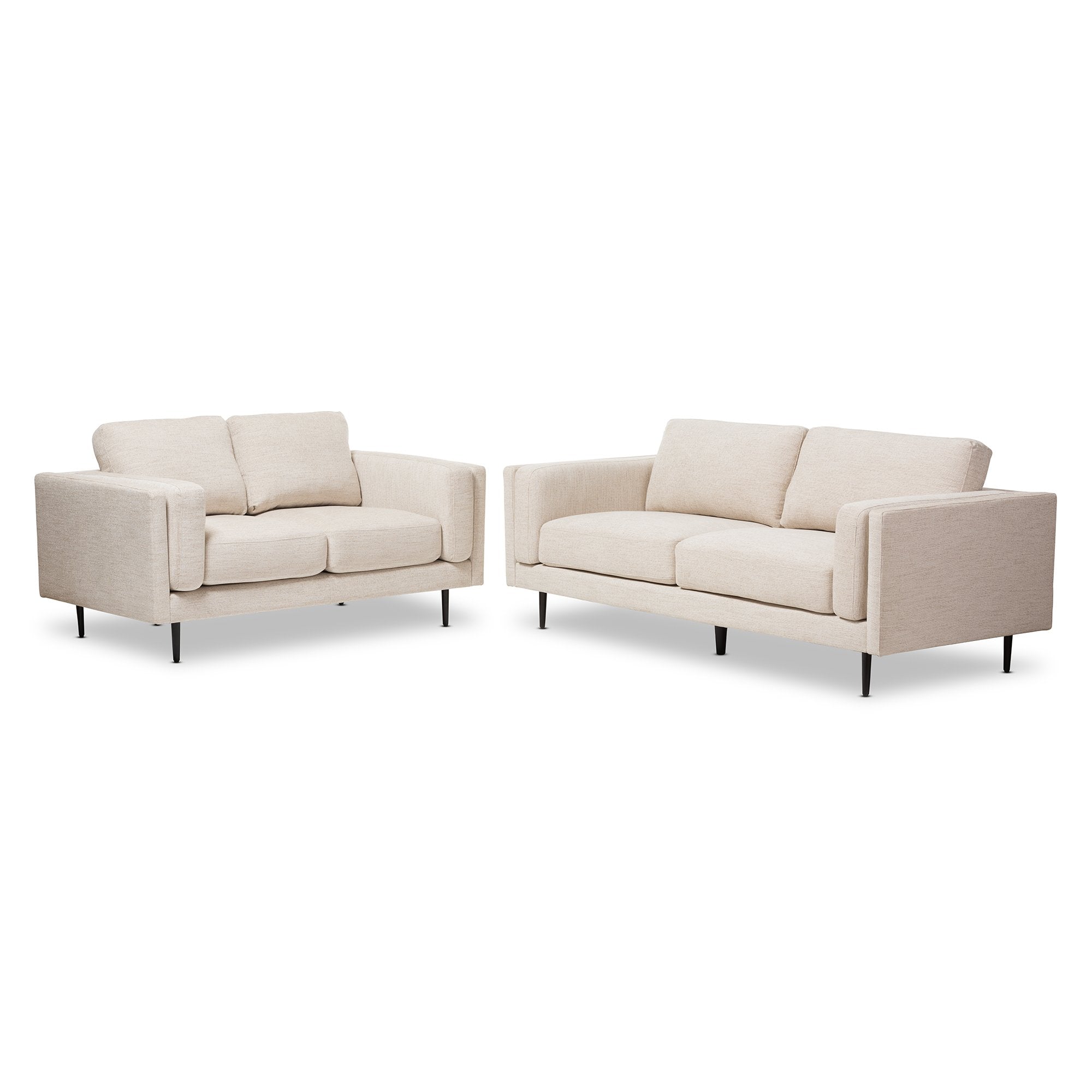 Baxton Studio Noa Light Beige Fabric Upholstered 2Piece Living Room Set