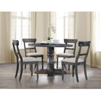 Acme Wallace 47" Round Pedestal Dining Table in Weathered Gray