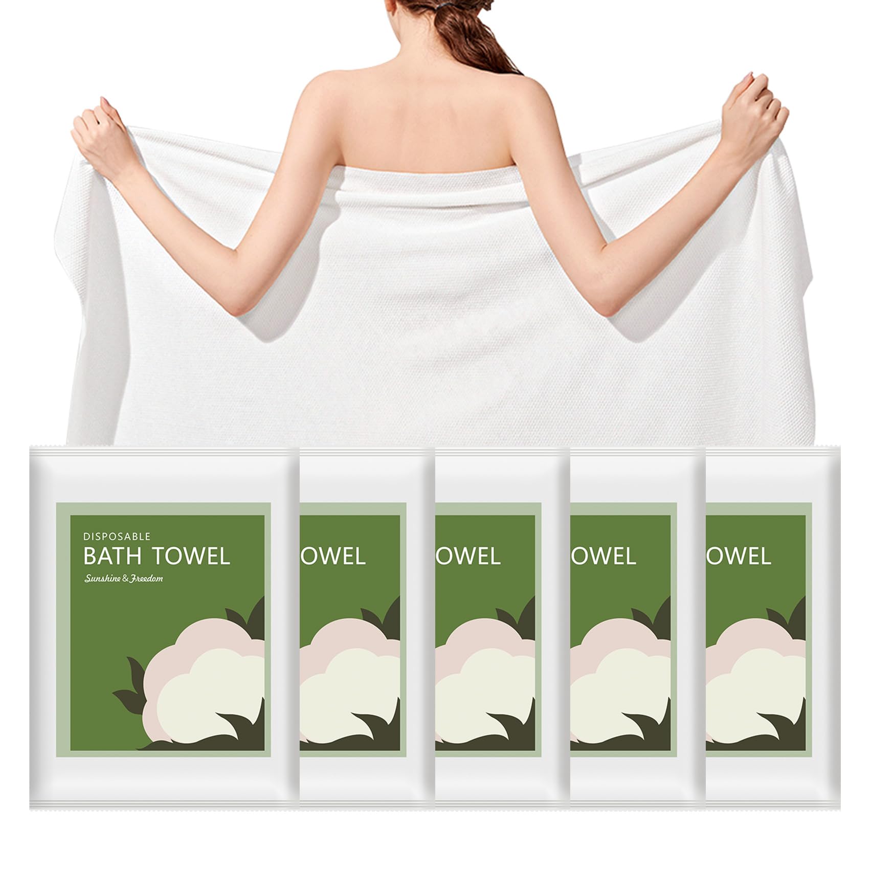 Tvvcalk Disposable Bath Towels, 55 x 27.5 Ultra Soft, Quick Dry Disposable Body Towels, Portable Travel Towel for Hotel Camping 