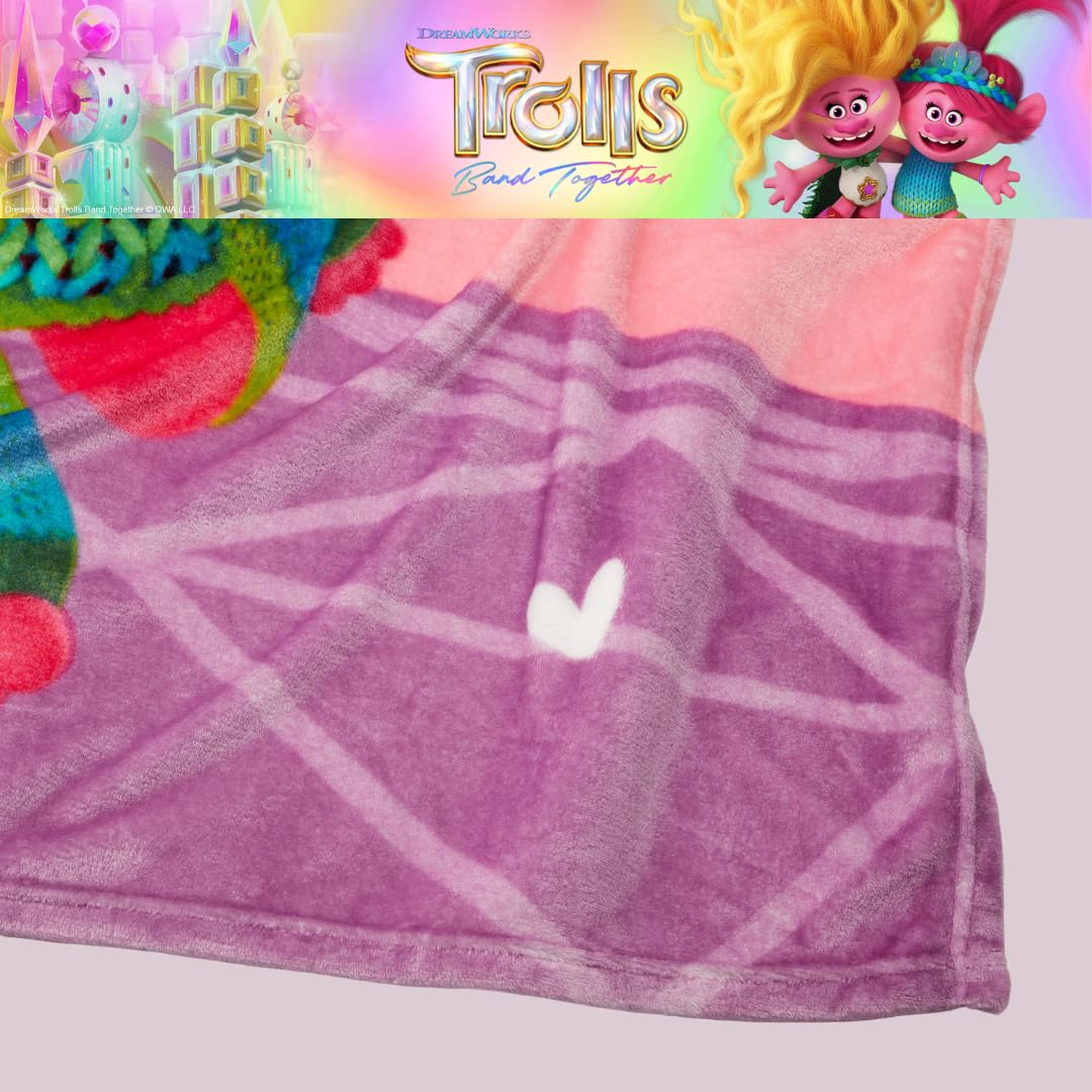 Franco Dreamworks Trolls 3 Band Together Movie Kids Bedding Super Soft Plush Throw Blanket, 62 In X 90 In, (Officially Licensed