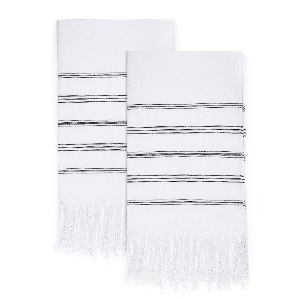 cabanana Turkish Hand Towels for Bathroom - Set of 2 Cotton Woven Bathroom Hand Towels with Fringe, Quick Dry Thin Decorative Ki
