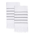 cabanana Turkish Hand Towels for Bathroom - Set of 2 Cotton Woven Bathroom Hand Towels with Fringe, Quick Dry Thin Decorative Ki