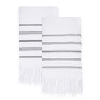 cabanana Turkish Hand Towels for Bathroom - Set of 2 Cotton Woven Bathroom Hand Towels with Fringe, Quick Dry Thin Decorative Ki