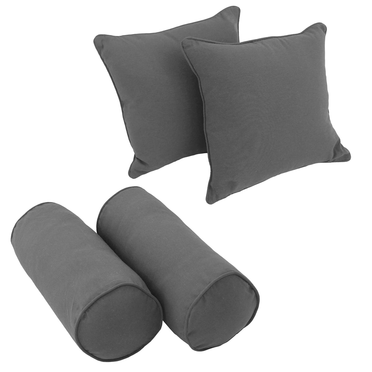 Blazing Needles Corded Twill Throw Pillow Set, Steel Grey 4 Count