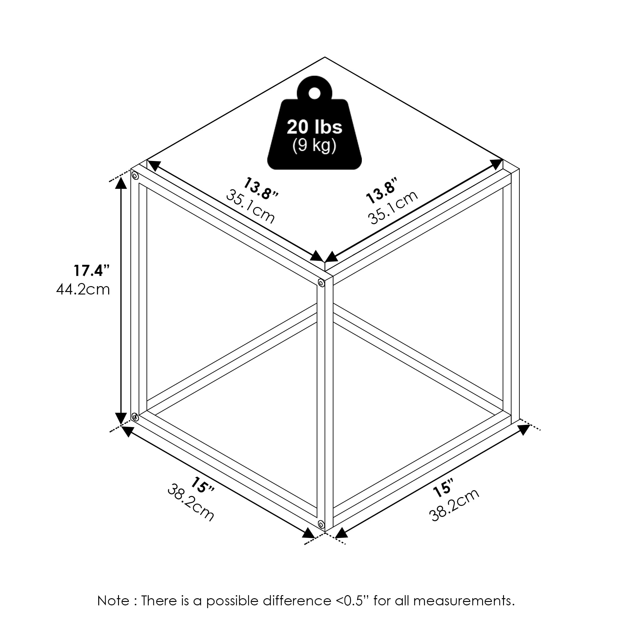 Furinno Moretti Modern Lifestyle Stackable Shelf, 1-Tier, Solid White/White