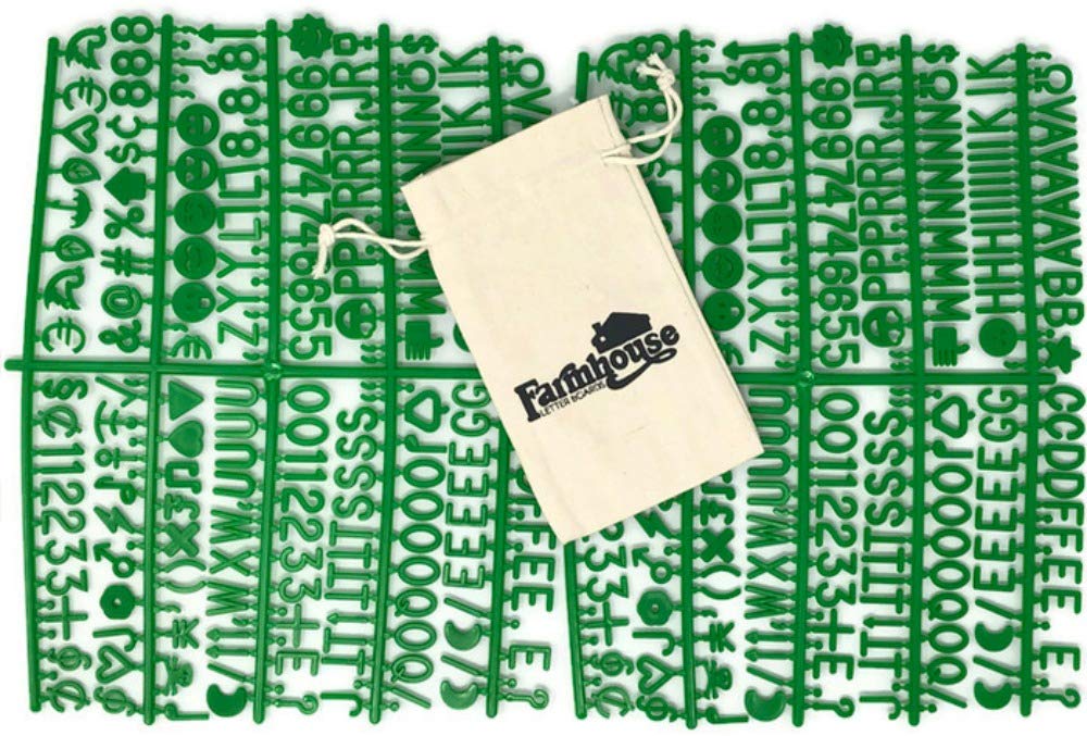 Green Letter Set For Changeable Felt Letter Boards, 3/4' 460 Characters (Includes Letters, Symbols / Emojis, Numbers, Punctuati