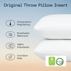 Coop Home Goods Throw Pillows (Pack Of 2 White), 20X20 Pillow Inserts, Indoor & Outdoor Pillows, Adjustable Couch Pillows & Deco