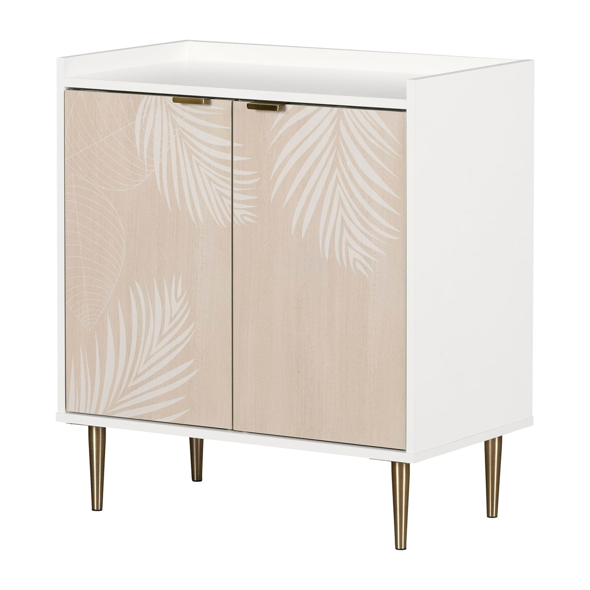 South Shore Hype 2-Door Storage Cabinet, White And Natural