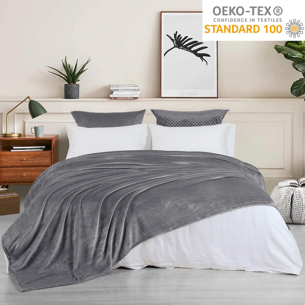 Phf Ultra Soft Fleece Blanket King Size, No Shed No Pilling Luxury Plush Cozy 300Gsm Lightweight Blanket For Bed, Couch, Chair, Sofa Suitable For All Season, 108' X 90', Grey