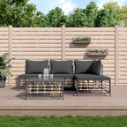 vidaXL 5-Piece Patio Lounge Set with Dark Grey Cushions - Anthracite Poly Rattan, Powder-Coated Steel Frame, Versatile Outdoor Furniture Collection