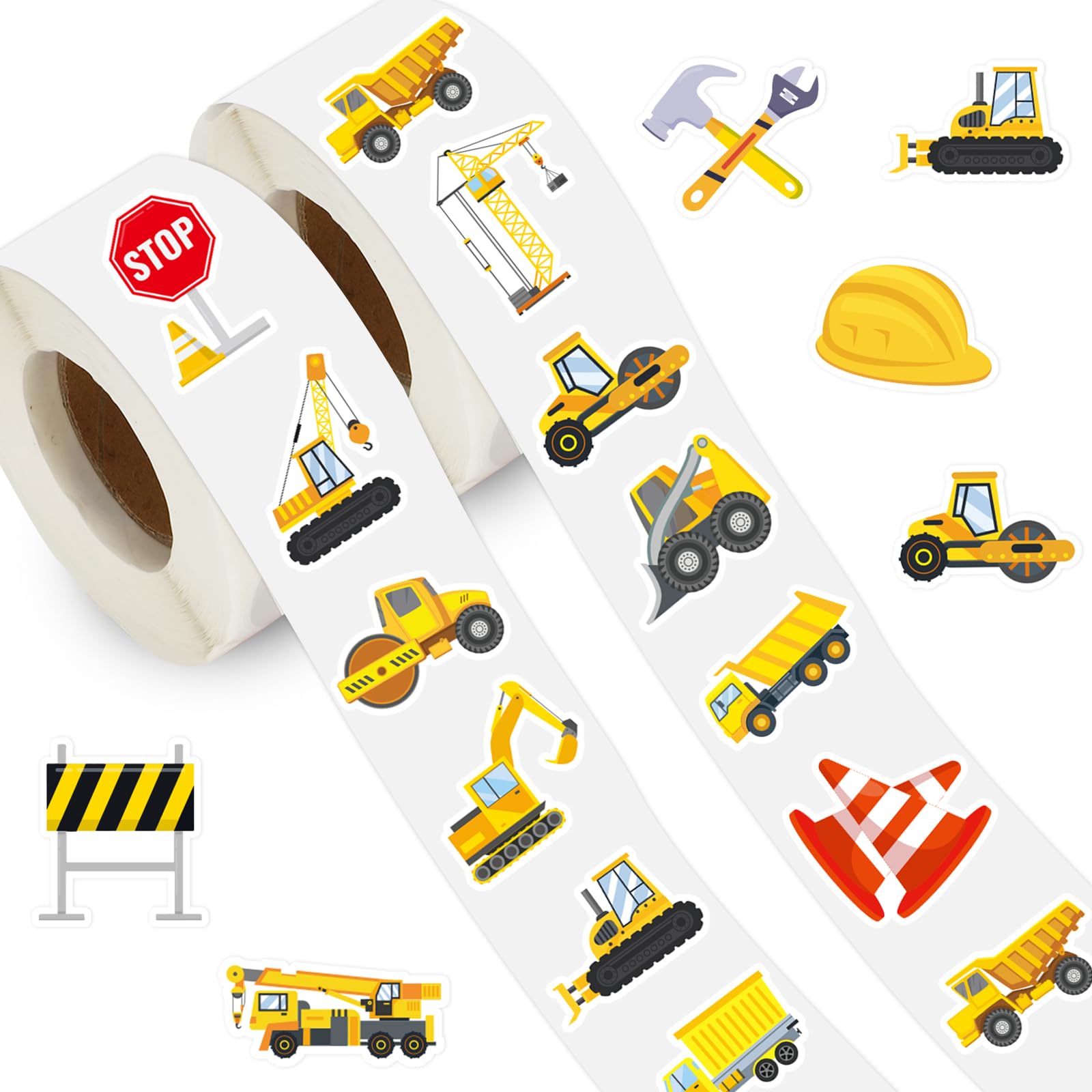 Whaline 1400Pcs Construction Sticker Truck Digger Vehicle Transportation Sticker 16 Designs Incentive Teacher Reward Decal For C
