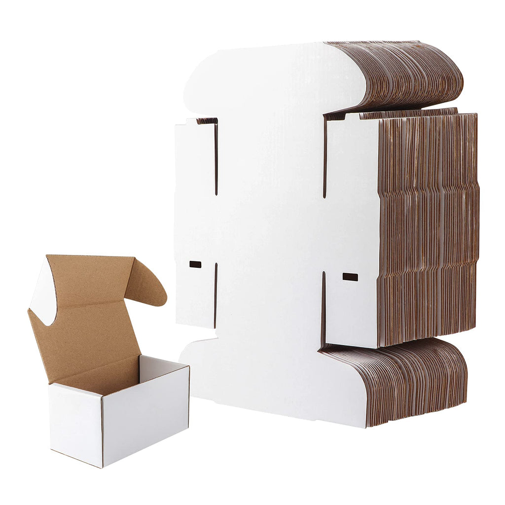 Rlavbl 50 Pack 4.6X2.2X2.2 Inches Small Shipping Boxes White Corrugated Cardboard Box For Small Business, Shipping, And Packing